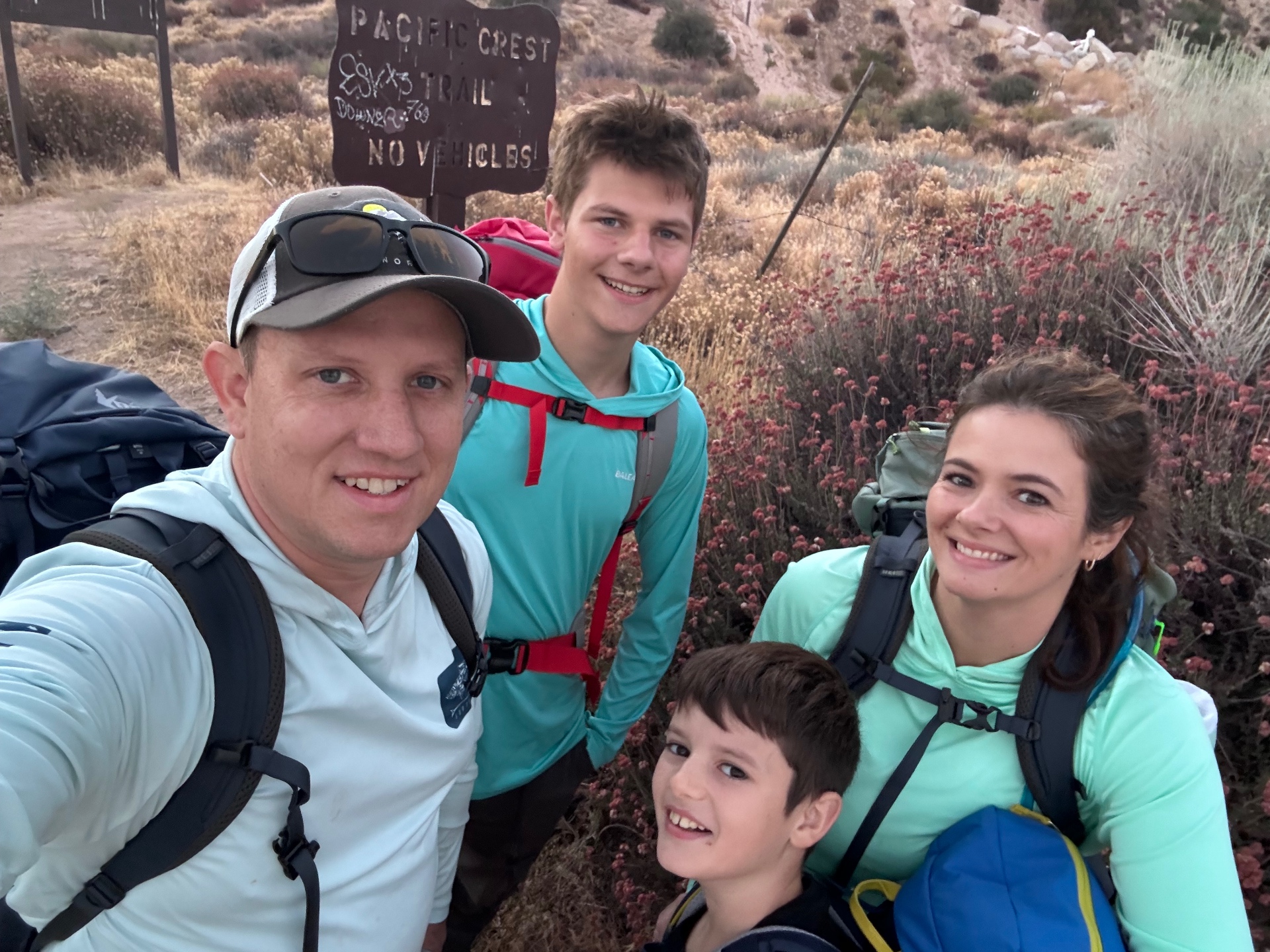 Laurel and family on the Pacific Crest Trail